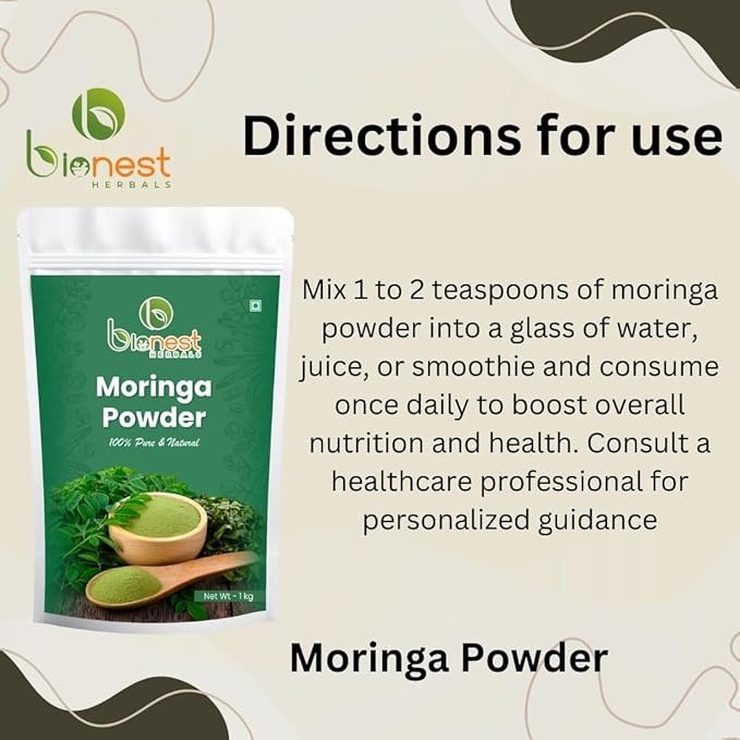 Bionest Herbals Moringa Powder - 100 gm | Natural Multi-Vitamin | Drumstick Leaves | Murungai | Sajina | Sahjan | Nutrient-Dense Superfood | Immunity & Skin Health