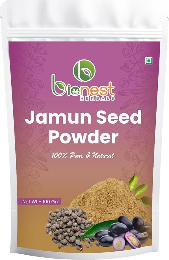 Bionest Herbals Jamun Guthli Powder - 100 gm | Syzygium Cumini | Jambu Beej | Naaval Kottai | Blood Sugar Regulation & Digestive Health | Helps in Detoxification