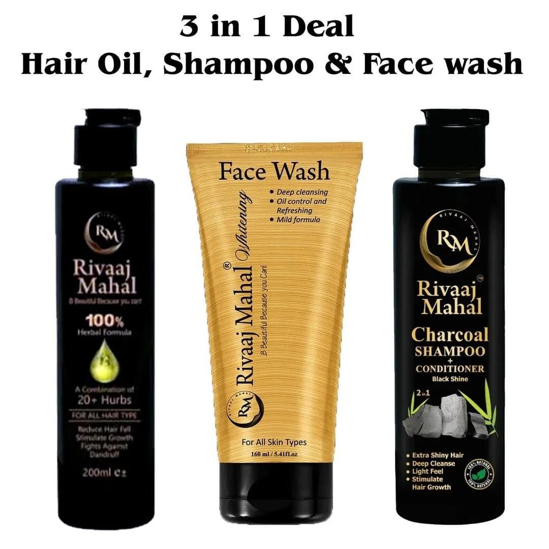 3 in 1 Deal Rivaaj Mahal Oil, Shampoo & Face wash