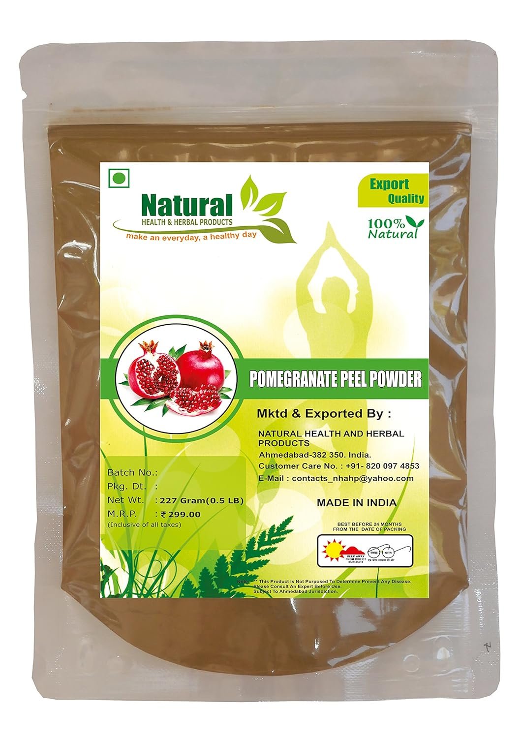 Natural Health and Herbal Products Natural Pomegranate Peel Powder for natural face pack- 227 g