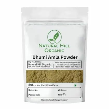 Natural Hill Organic Bhumi Amla Powder-150g-Promotes Digestion-Pure- No Mixing-with50gMultani Mitti Powder