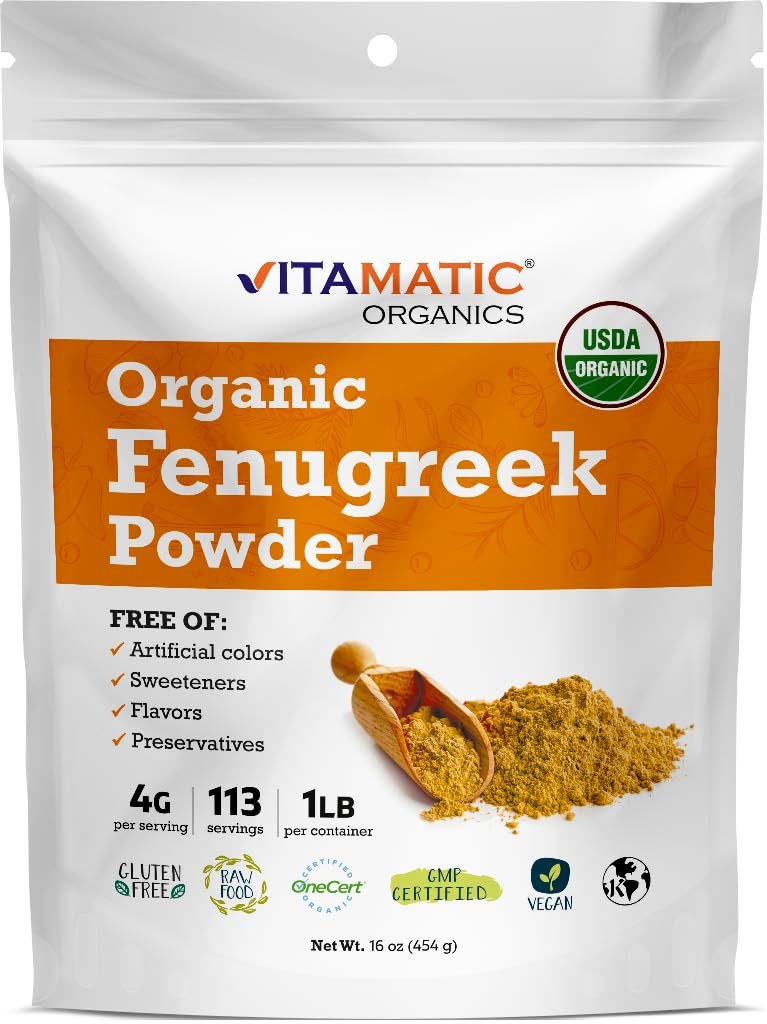 Vitamatic Certified USDA Organic Fenugreek 1 Pound (16 Ounce) (Powders)