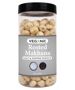 Veganic Fox Nuts (Phool Makhana)- Black Pepper and Himalayan Pink Salt | Flavored Handpicked Lotus Seeds /Fox Nuts Big Size Phool Makhana(Pop / Gorgon Nut Puffed Kernels )-Ready to Eat-100GMs