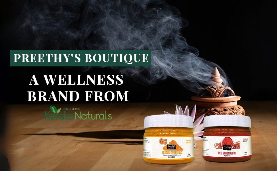 Preethy's Boutique Kasturi turmeric powder 100gm + Red sandalwood powder 100gm combo
