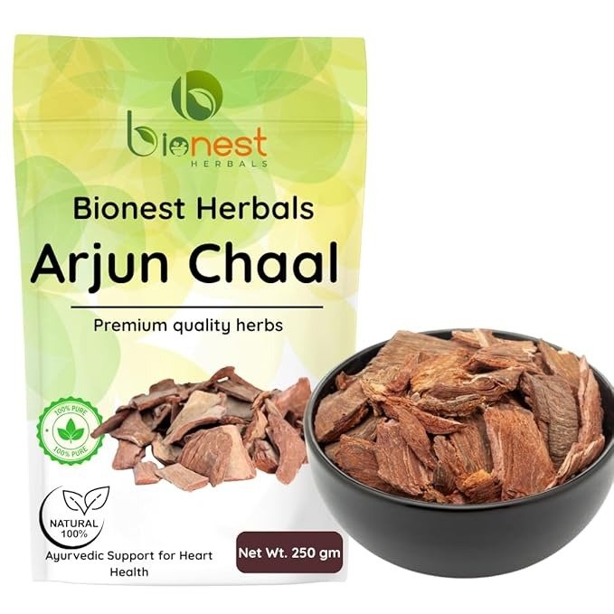 Bionest Herbals Arjun Chaal 250g – Arjuna Bark/Terminalia Arjuna for Heart Health, Cholesterol & BP Support | Dried Ayurvedic Herb – Sun-Dried