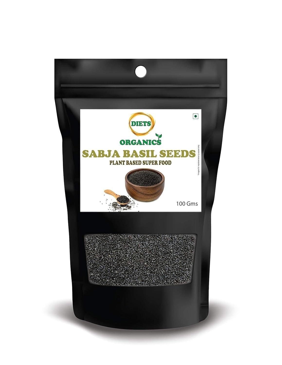 DIETS ORGANICS Sabja/Basil Seeds/Tukmariya/Bapji Seed for Protein | Iron | Calcium | Anti Oxidants || (Raw Seed)-100gms