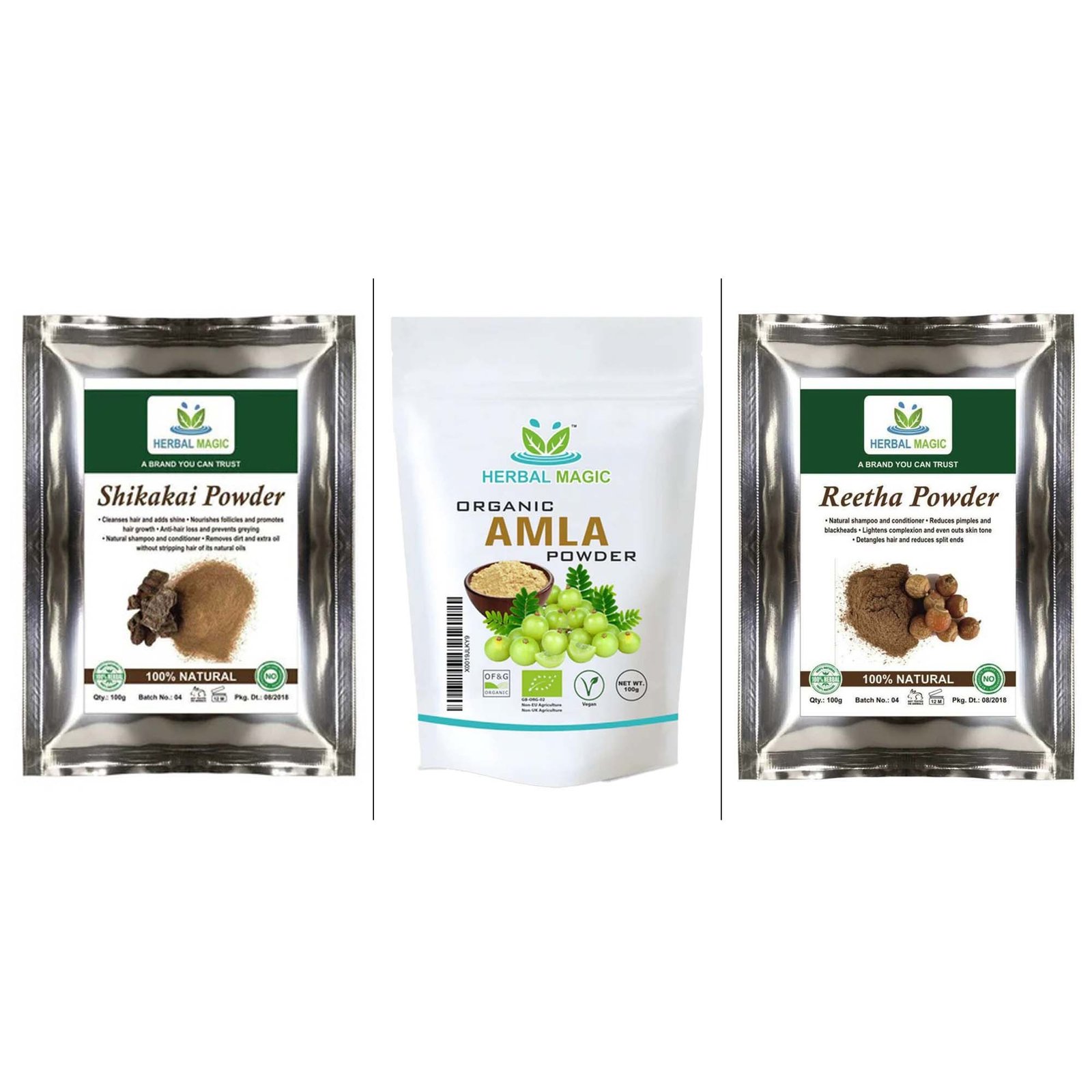 Amla, Reetha and Shikakai Powder – Triple Pack 100gm