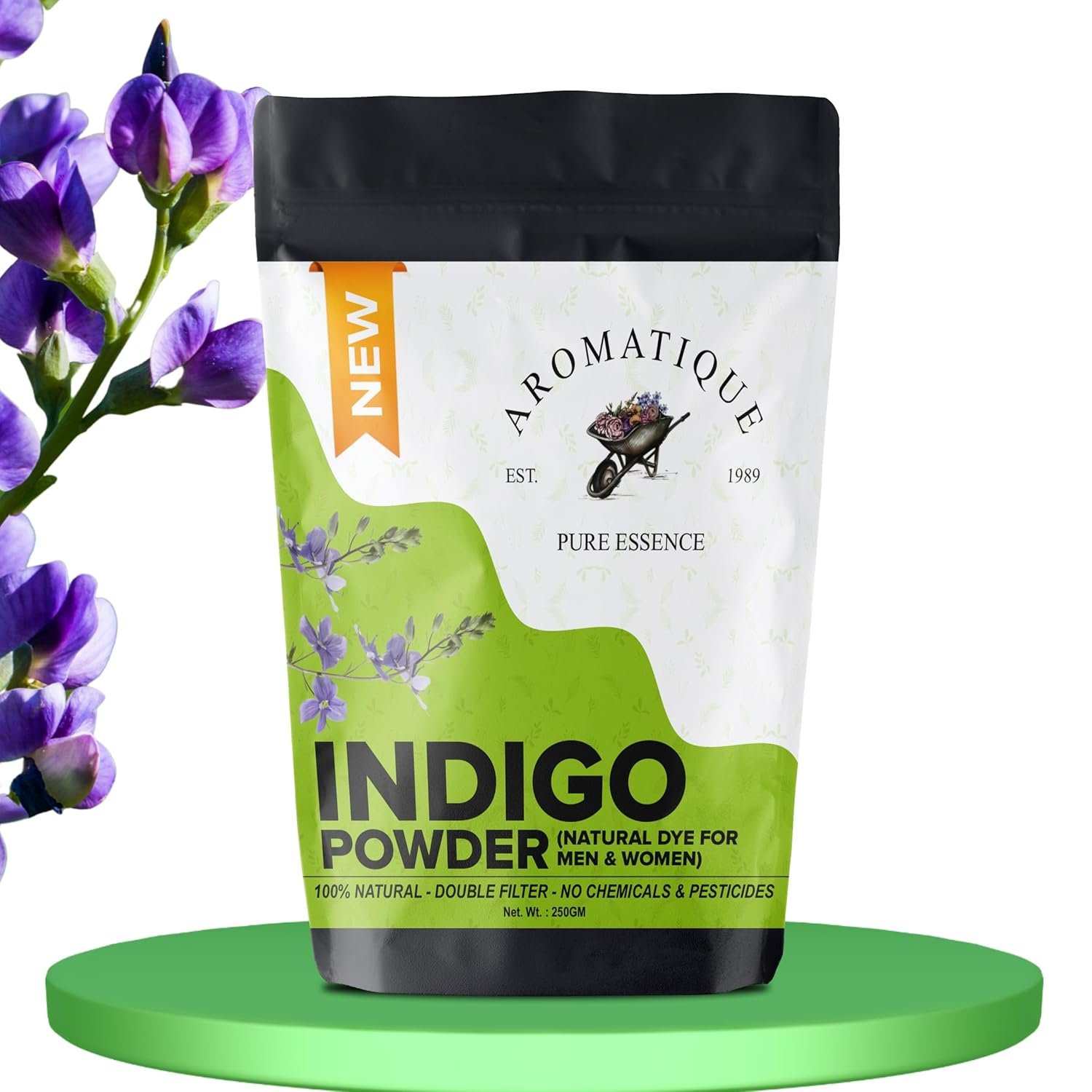 Aromatique Indigo Powder For Hair Black,Natural Hair & Beard Dye, Herbal Indigo Powder for Natural Hair Coloring, Protects hair from Damage (250, Grams)