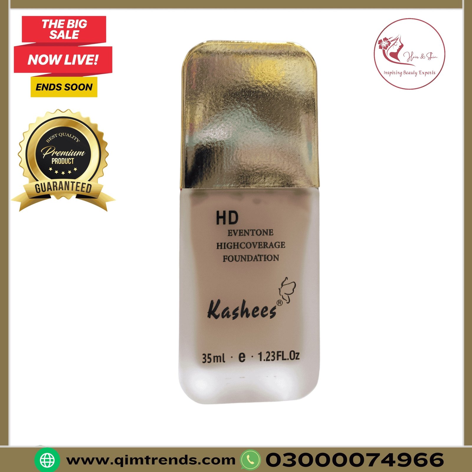 ashee’s Liquid Foundation Even tone High Coverage