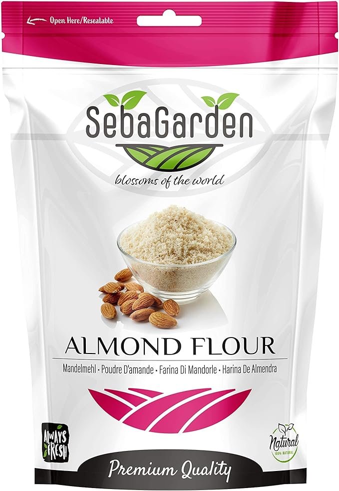Seba Garden Extra Fine Almond Flour Blanched Ziplock Packing Resealable Ground Almond from California Keto Friendly (1 Kg)