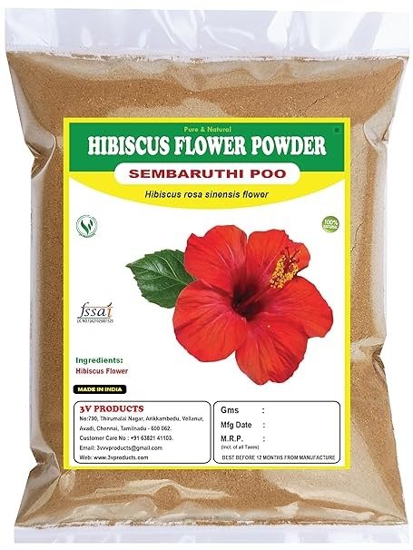3V PRODUCTS Hibiscus Flower Powder | Sembaruthi Poo Powder | Hibiscus rosasinensis Flower 100g