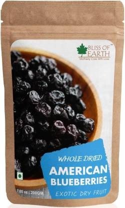 Bliss of Earth 200gm Whole Dried American Blueberries Exotic Dry Fruit King of Antioxidant Blueberry (200 g)