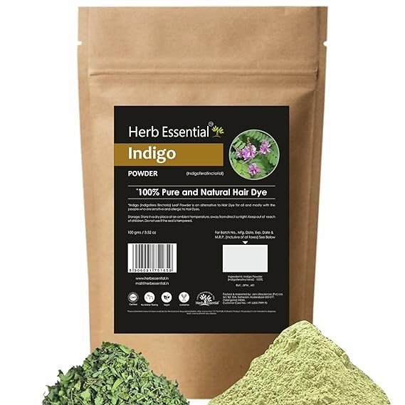 Herb Essential Organic Indigo Leaves Powder | Natural Black Color For Hair & Beard | 100% Pure,No Added Chemicals, 100 g