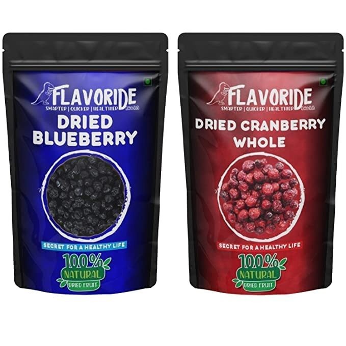 FLAVORIDE Combo of Dried Blueberries & Cranberries Whole Natural Fresh Dry Fruit Gently Sweetened Berry Vitamin Rich Healthy Delicious Snacks For Kids & Adults 100 gm