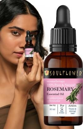 Soulflower Rosemary Essential Oil 30ml, 100% Premium & Pure, Natural & Undiluted, For Skin and Hair, Hair Growth, Acne Control, Pimple Care (30 ml)