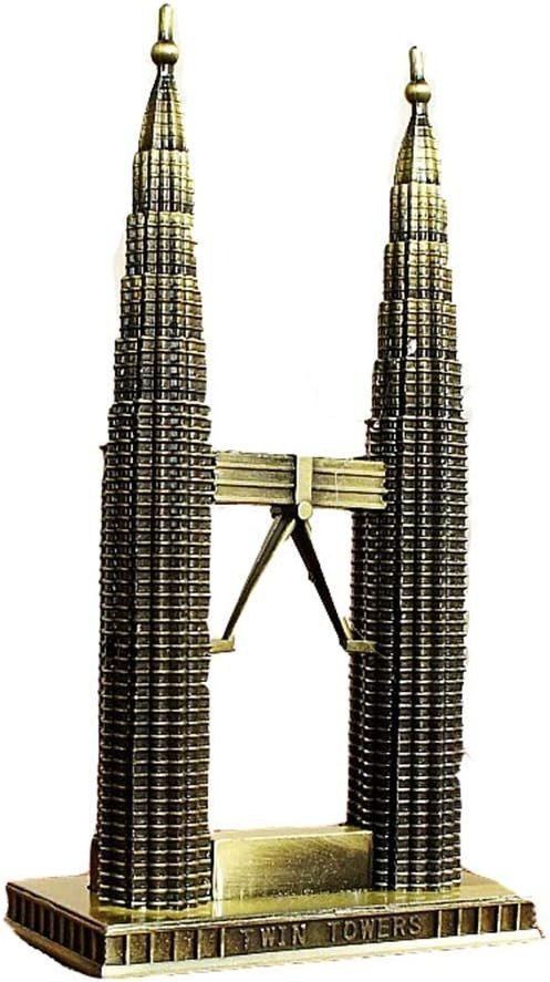 Malaysia Famous Building Bronze Metal Petronas Towers Kuala Lumpur Statues Tourist Souvenirs Home Office Desktop Decoration Sculpture