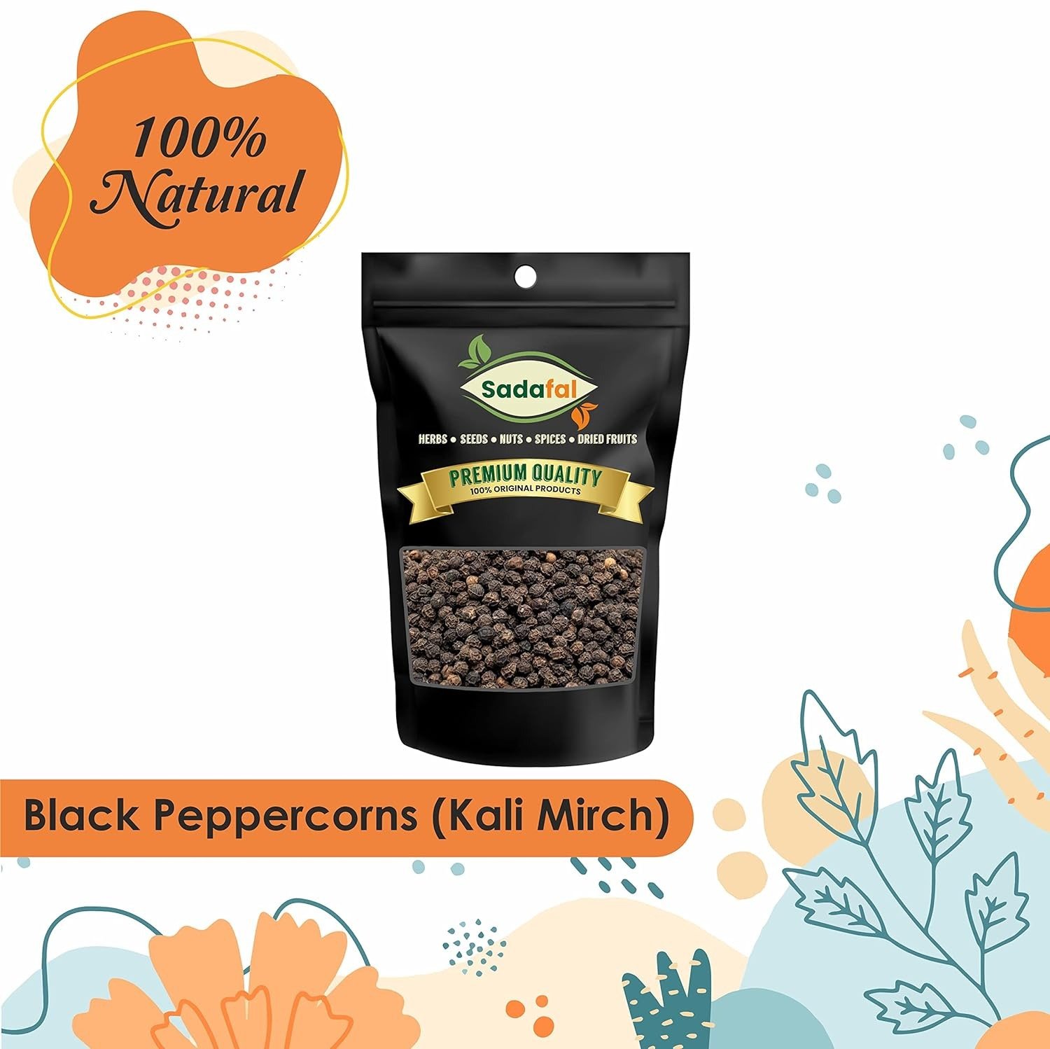 Sadafal Kali Mirch Whole (Black Pepper Whole - Peppercorn) - Exquisite Spice for Enhanced Flavors and Culinary Excellence (400g)