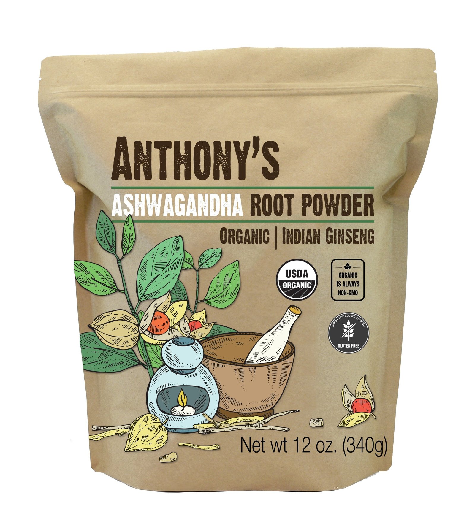 Ashwagandha Root Powder: USDA Organic & Batch Tested Gluten Free 200g