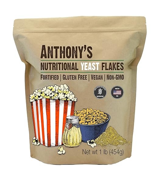 Anthony's Premium Nutritional Yeast Flakes, 1 lb, Fortified, Gluten Free, Non GMO, Vegan