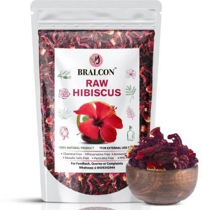 BRALCON Organic Raw Hibiscus -100g|100% Pure & Natural Dry Hibiscus Flower For Hair Care (100 g)