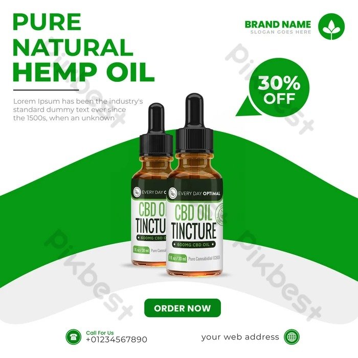Hemp Oil Square Social Media Post Banner Template Design Templates EPS 30ml