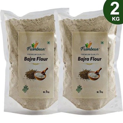 Farmbean Organic Bajra Flour 2Kg(pack of 2)|Bajra Sabut| Pearl Millet Flour| Bajra Atta| Bajra ka Atta|Sajje| Kambu Mavu| Organic Flour| Rich in Dietary Fibers| Healthy Food| Gluten Free Atta|No Preservatives|No Trans Fats| High Protein & 100% More Fibre