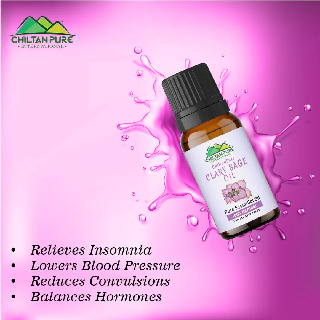 Clary Sage Essential Oil – Relieves Insomnia, Lowers Blood Pressure, Reduces Convulsions & Balances Hormones 20ml