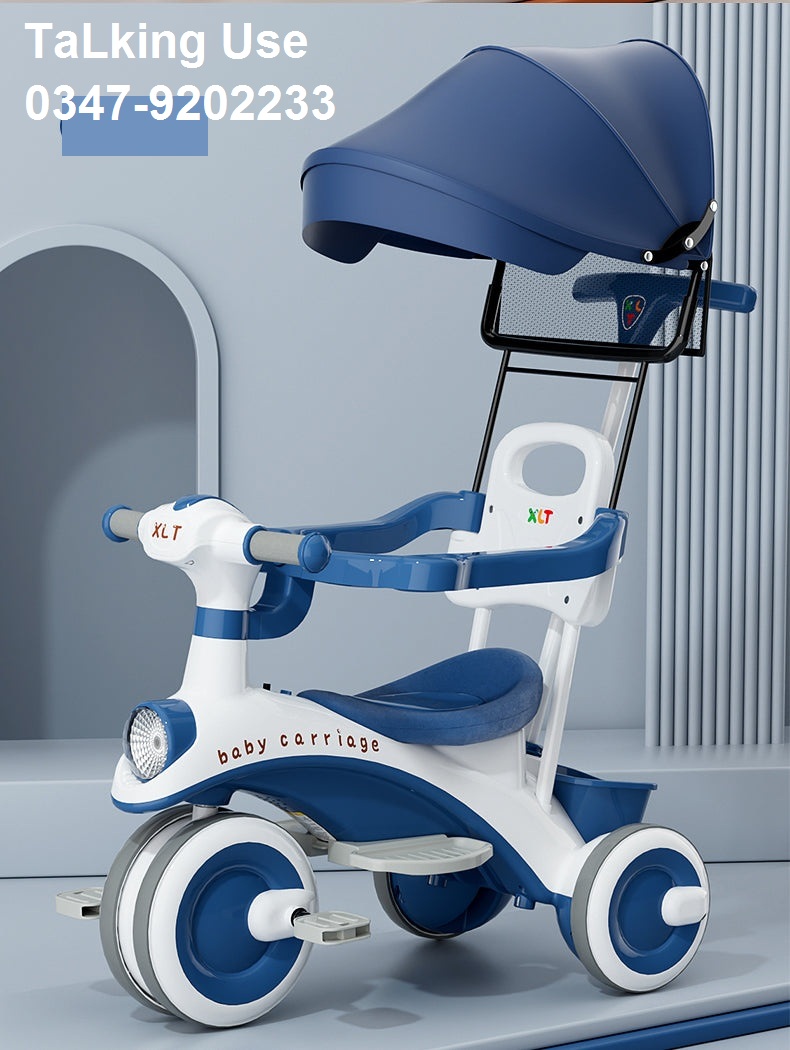 Children Tricycle With Umbrella, Detachabel Safetyguard, Push Handlebar Multifunction Kids Tricycle With Parent Handle BD244