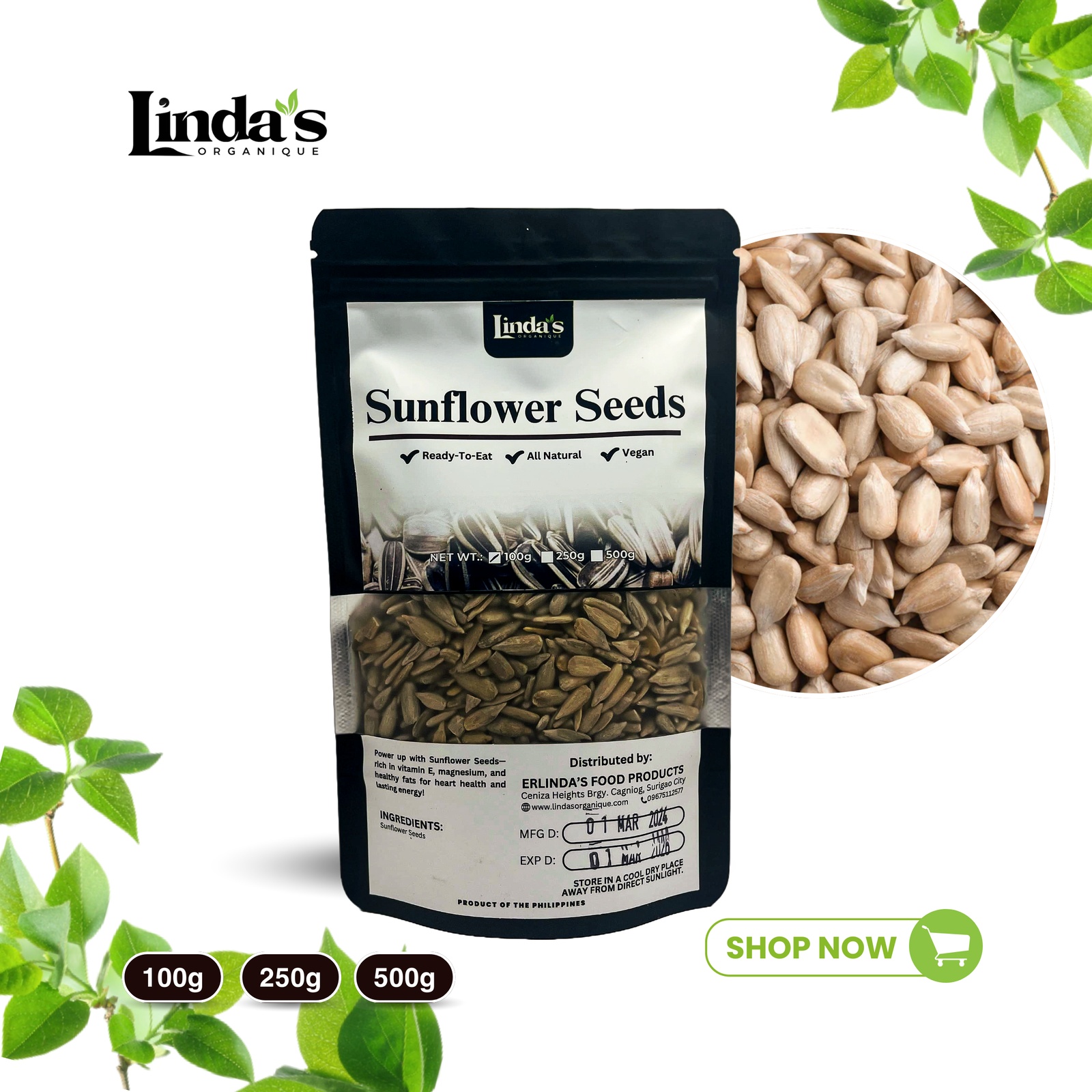 Sunflower Seeds 100g Lindas Organique