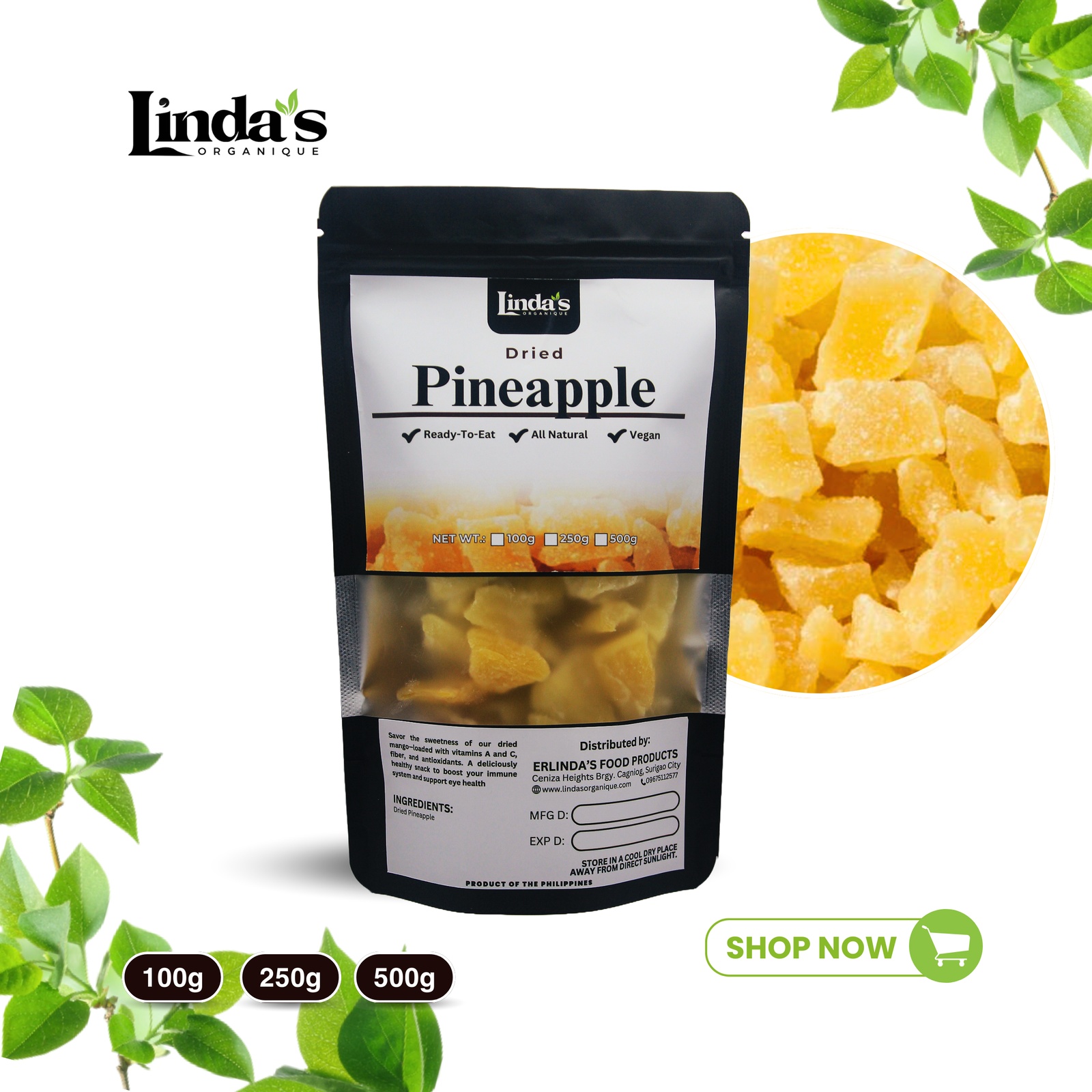 Dried Pineapple 100g lindasorganique