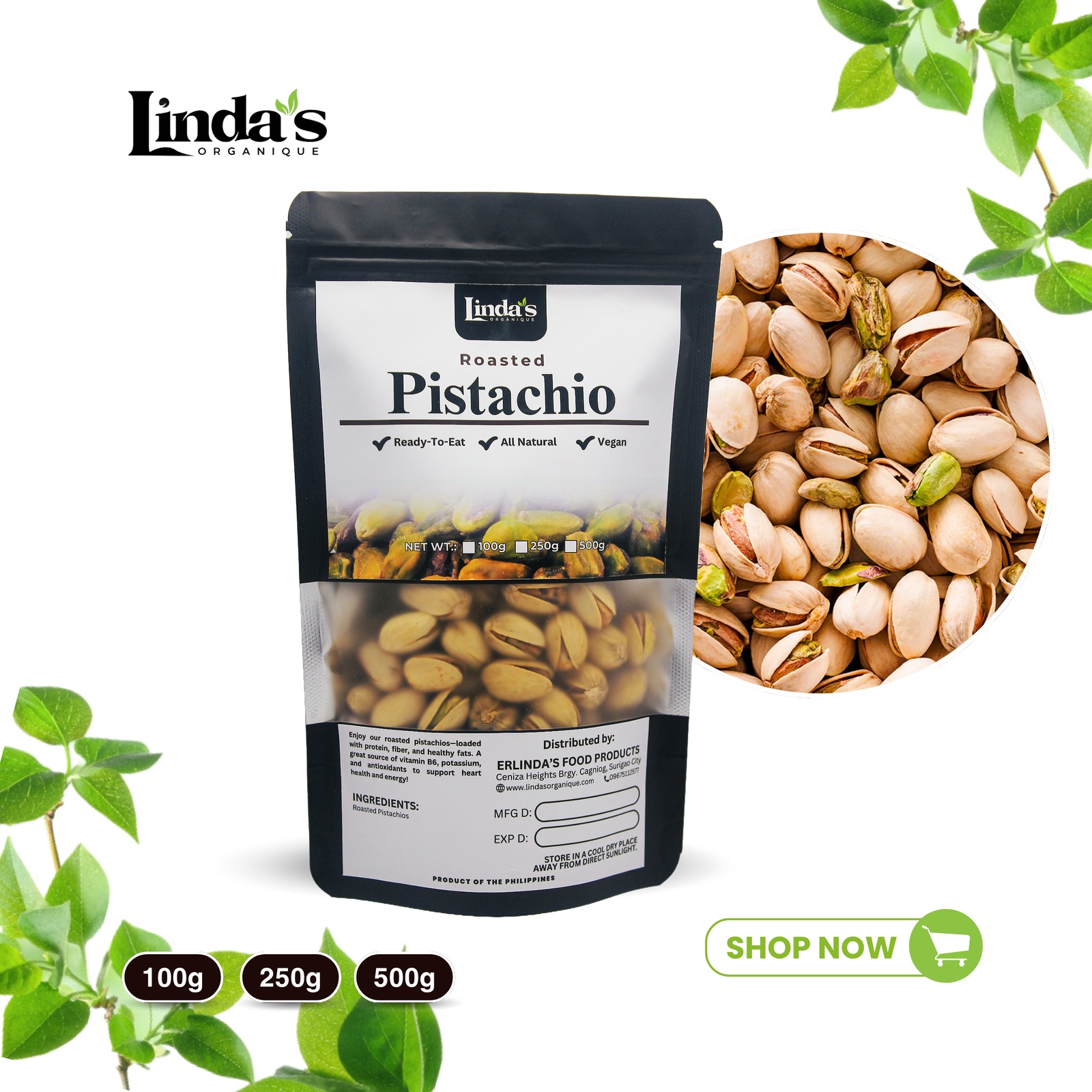 Roasted Pistachios 100g lindasorganique