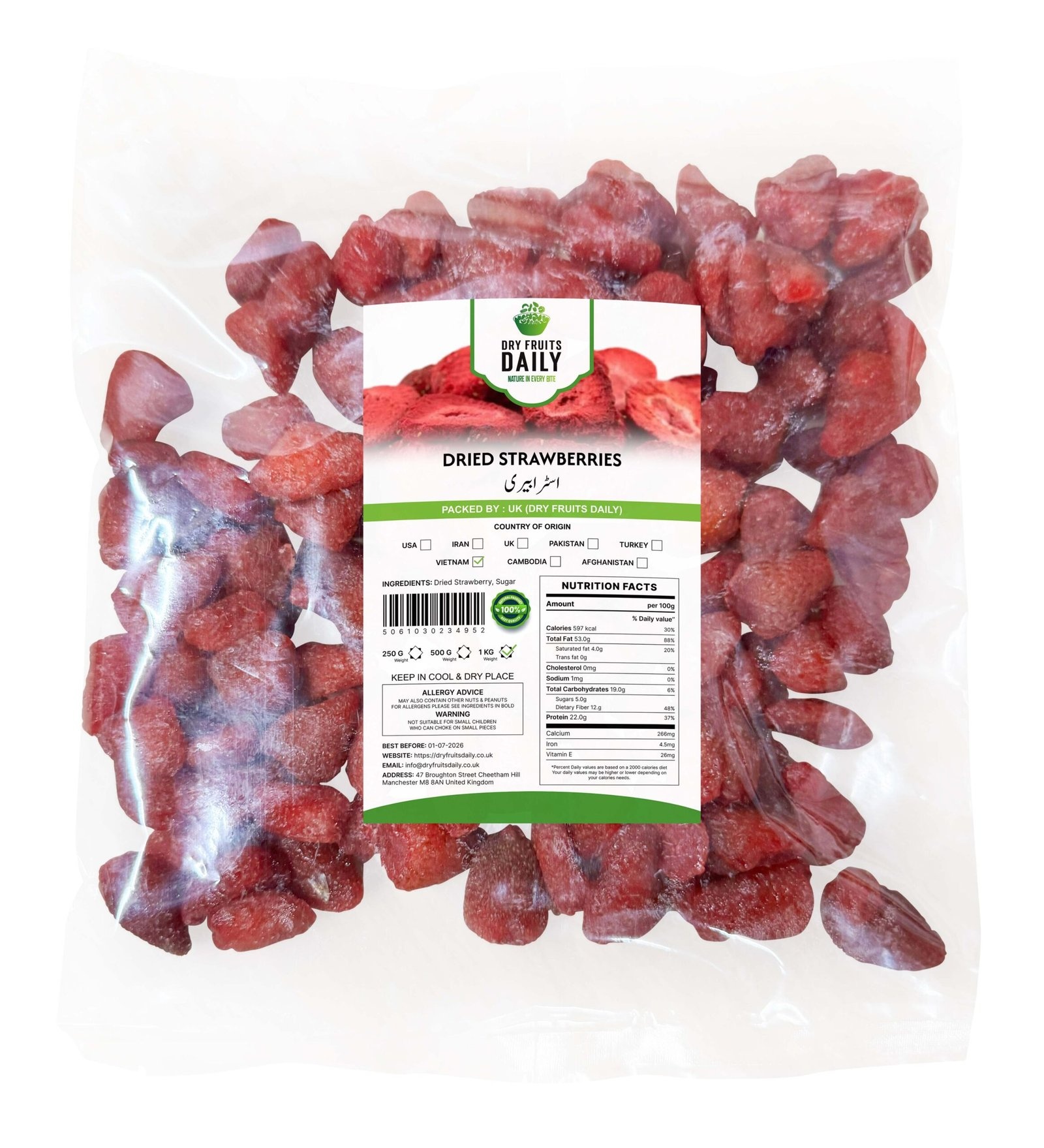Dried Strawberries 250gm
