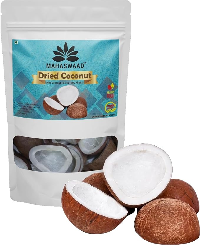 MAHASWAAD Dry Coconut Halves | Half Coconut | Khobra | Copra | Dry & Clean | Healthy Dry Fruits. (100gm)