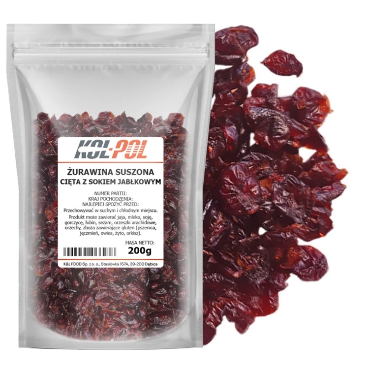 Sugar-free dried cranberries with apple juice 200g