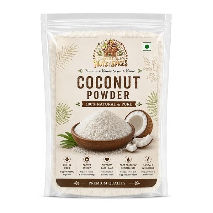 HOUSE OF NUTS N SPICES Coconut Powder 400gm|Natural Nariyal Powder | Ideal for Baking, Cooking, and More | Authentic Coconut Flavor