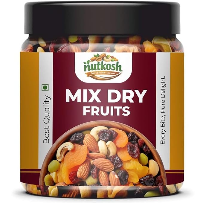 Nutkosh Premium Mix Dry Fruits 200gm | Nutritious Snack with Almonds, Cashews, Raisins & many more | Healthy Snacks | Nuts and Dry Fruits | Resealable Pack for Freshness