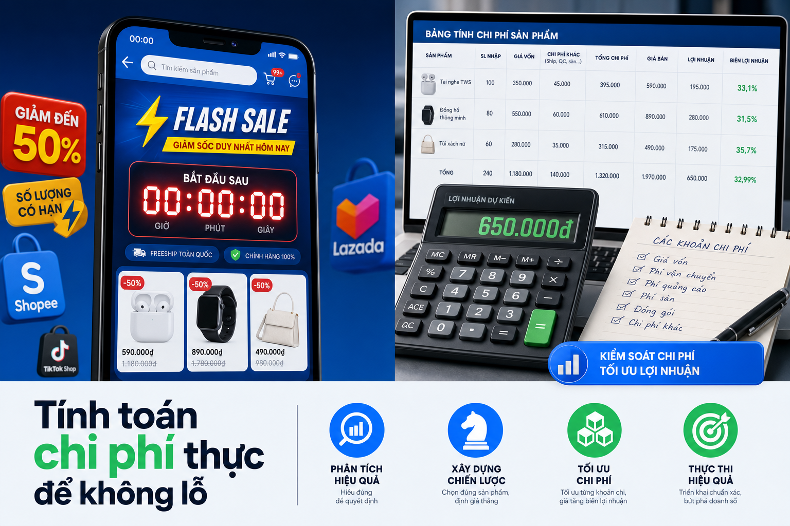 Flash Sale trên Shopee/Lazada/TikTok: Công thức tránh lỗ vốn khi 50% đơn xảy ra trong giờ đầu
