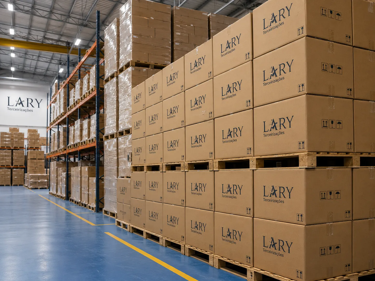 Área de expedição com lotes embalados para despacho