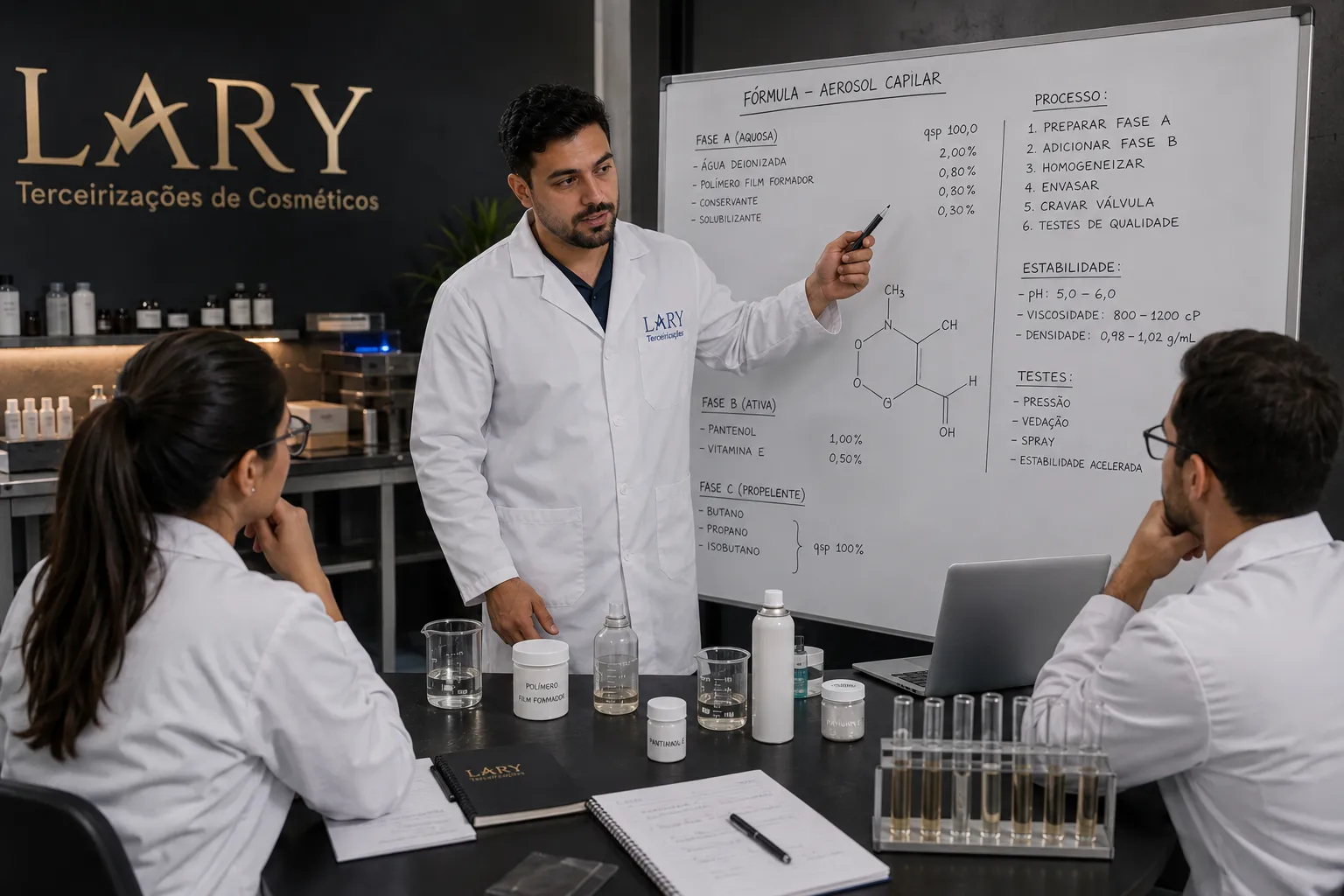 Formulação em bancada de laboratório durante desenvolvimento de projeto