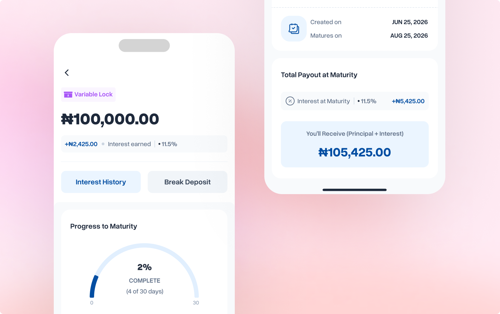 Deposit management detail screen