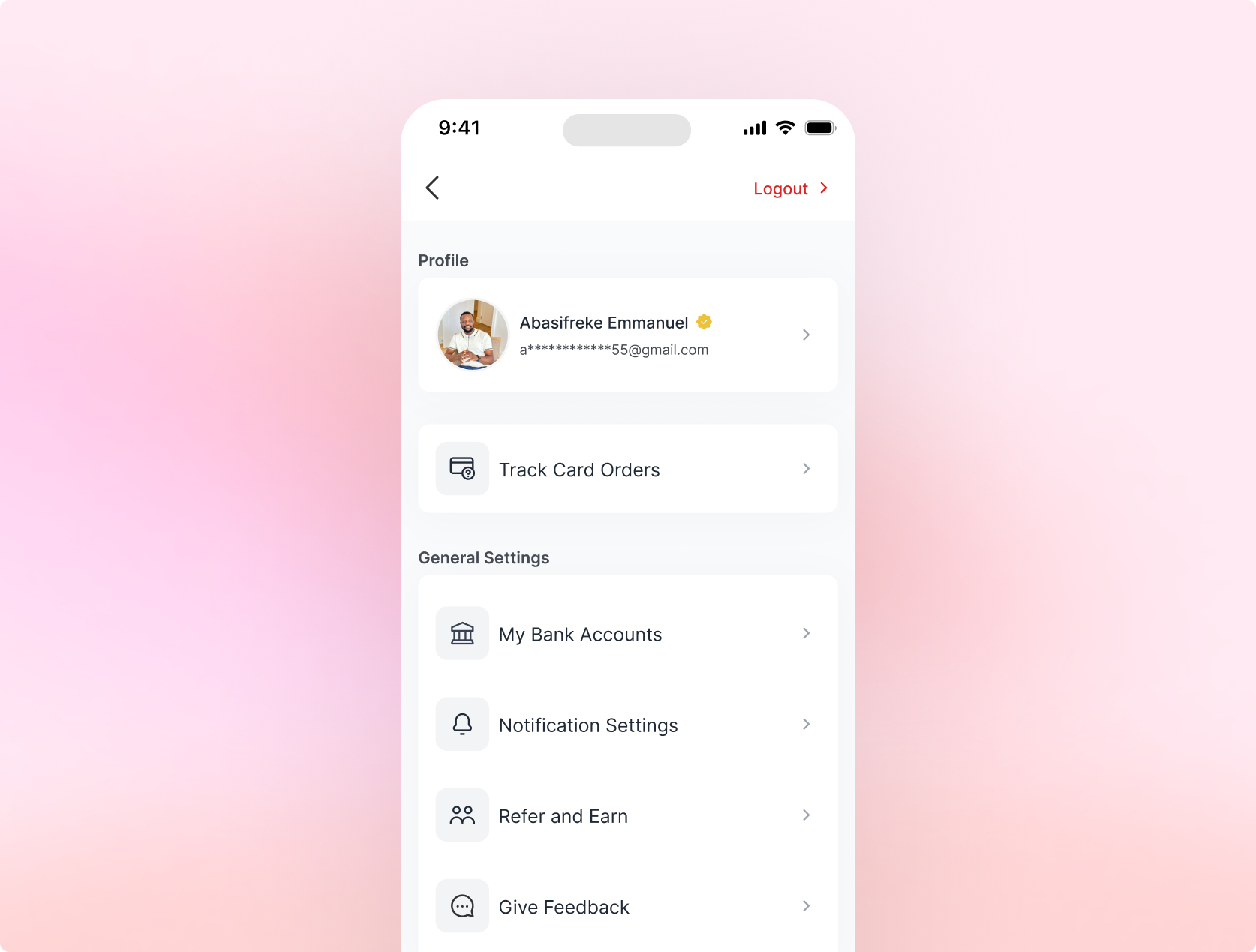 Restructured profile page with logical grouping
