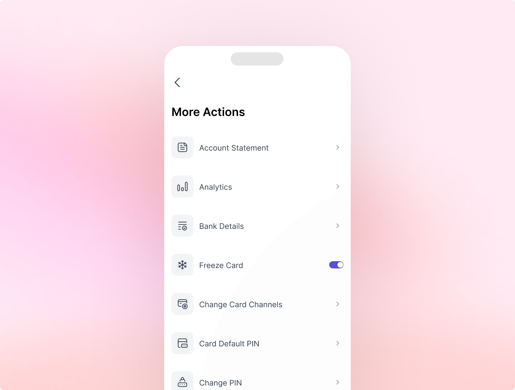 Redesigned card management and feature discovery