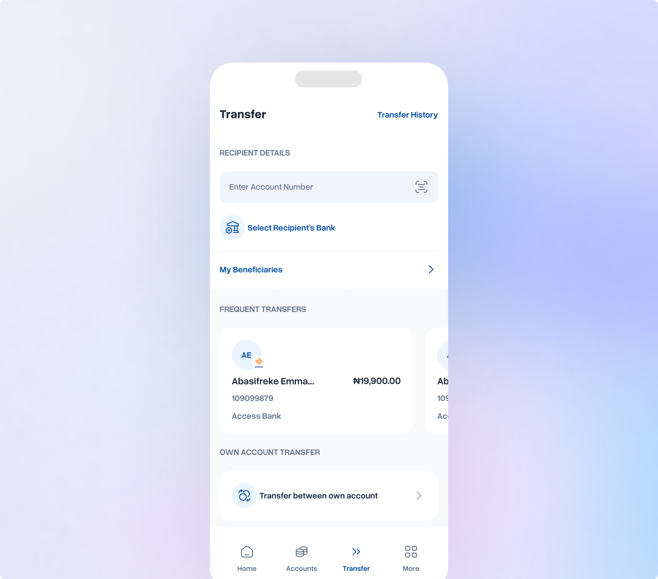 Individual banking mobile screens continued