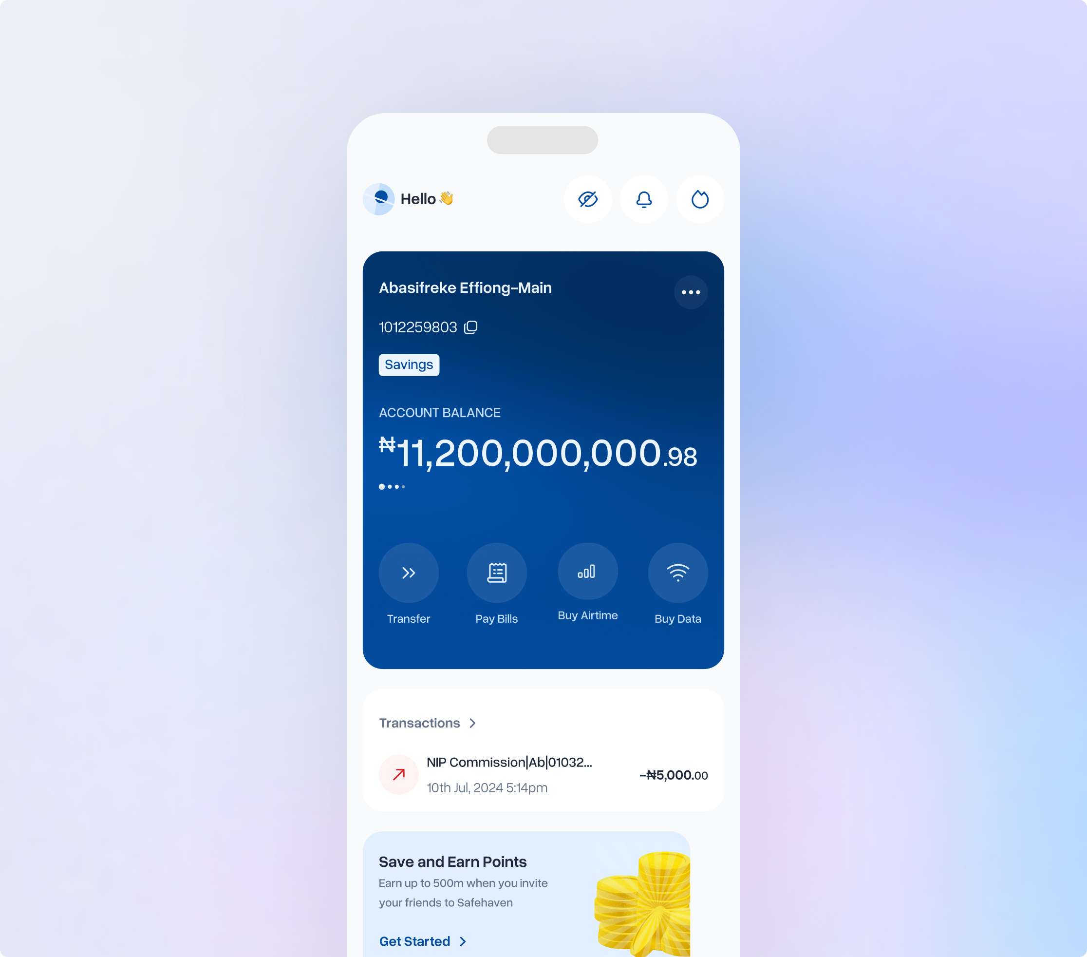 Individual banking mobile app screens