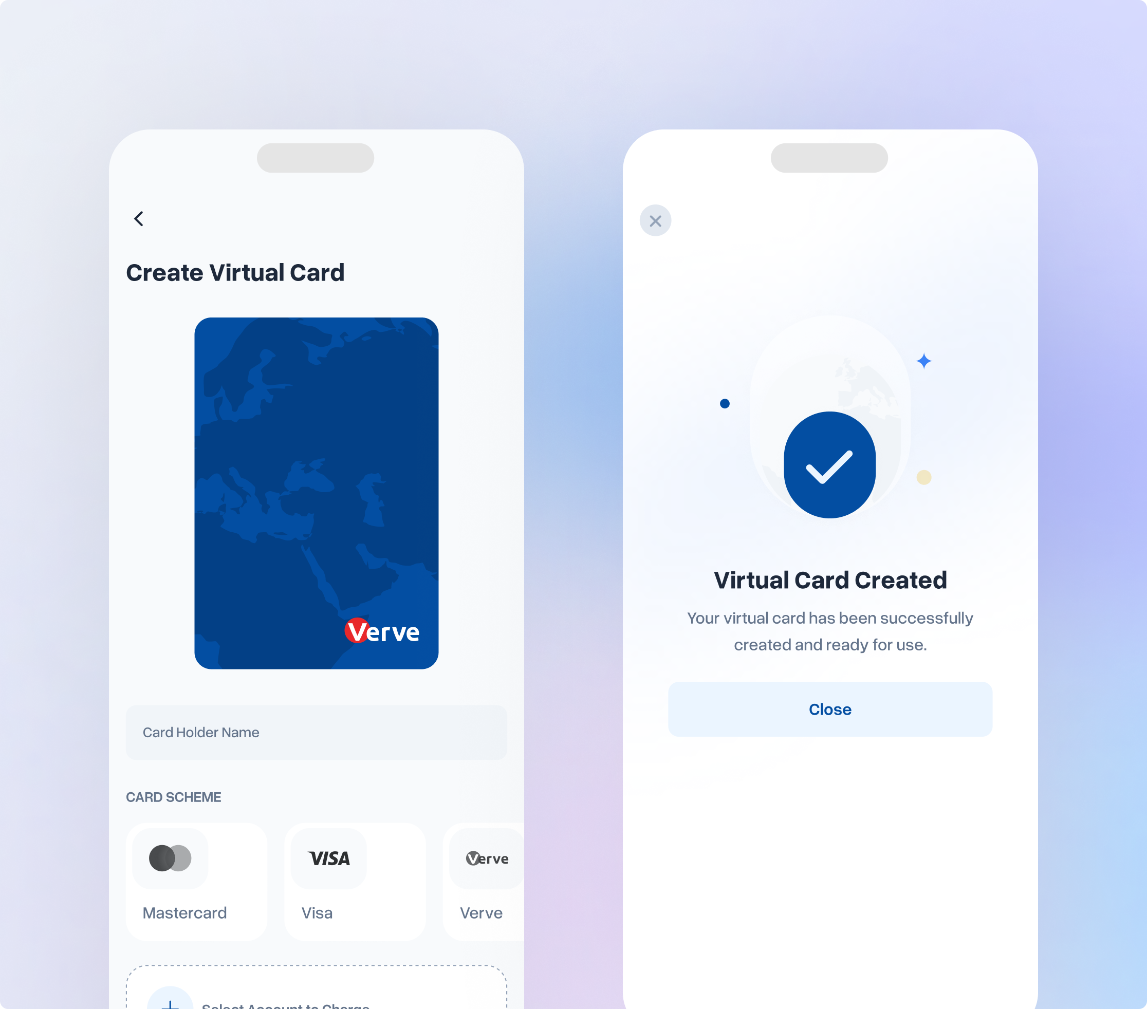 Virtual card creation flow
