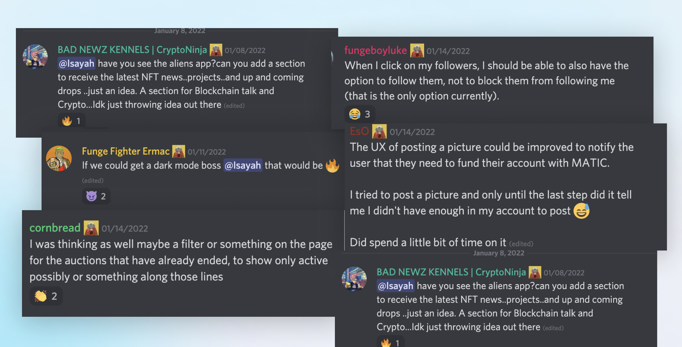 Discord community research screenshots