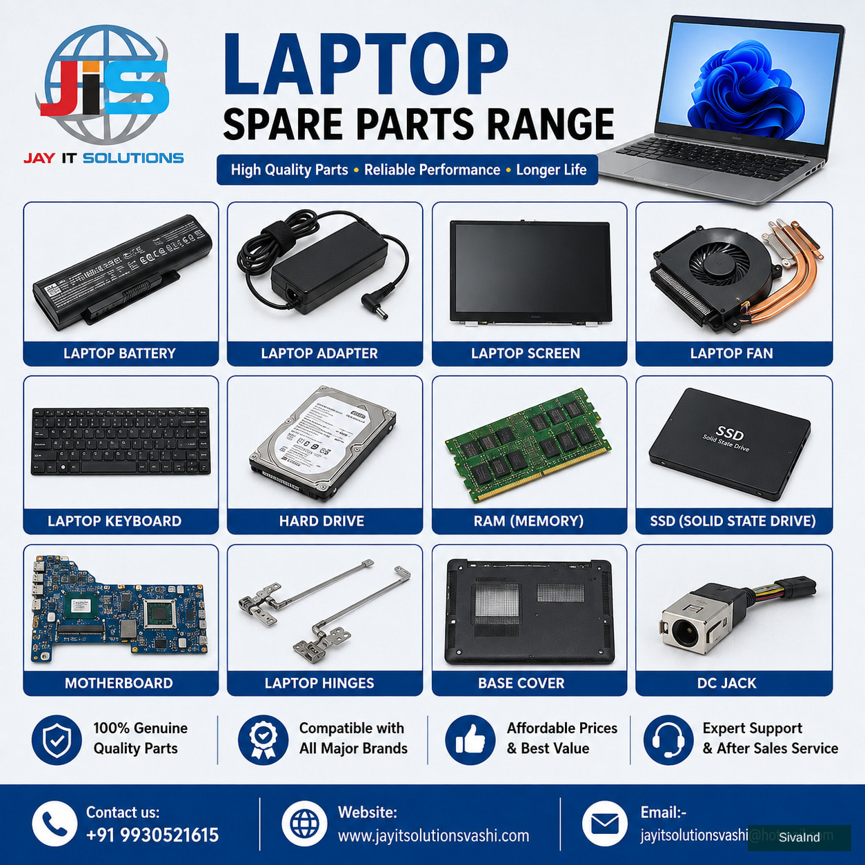 Laptop Battery, Adapter, Desktop Repair, Spare Parts & Laptop Sale Online India.