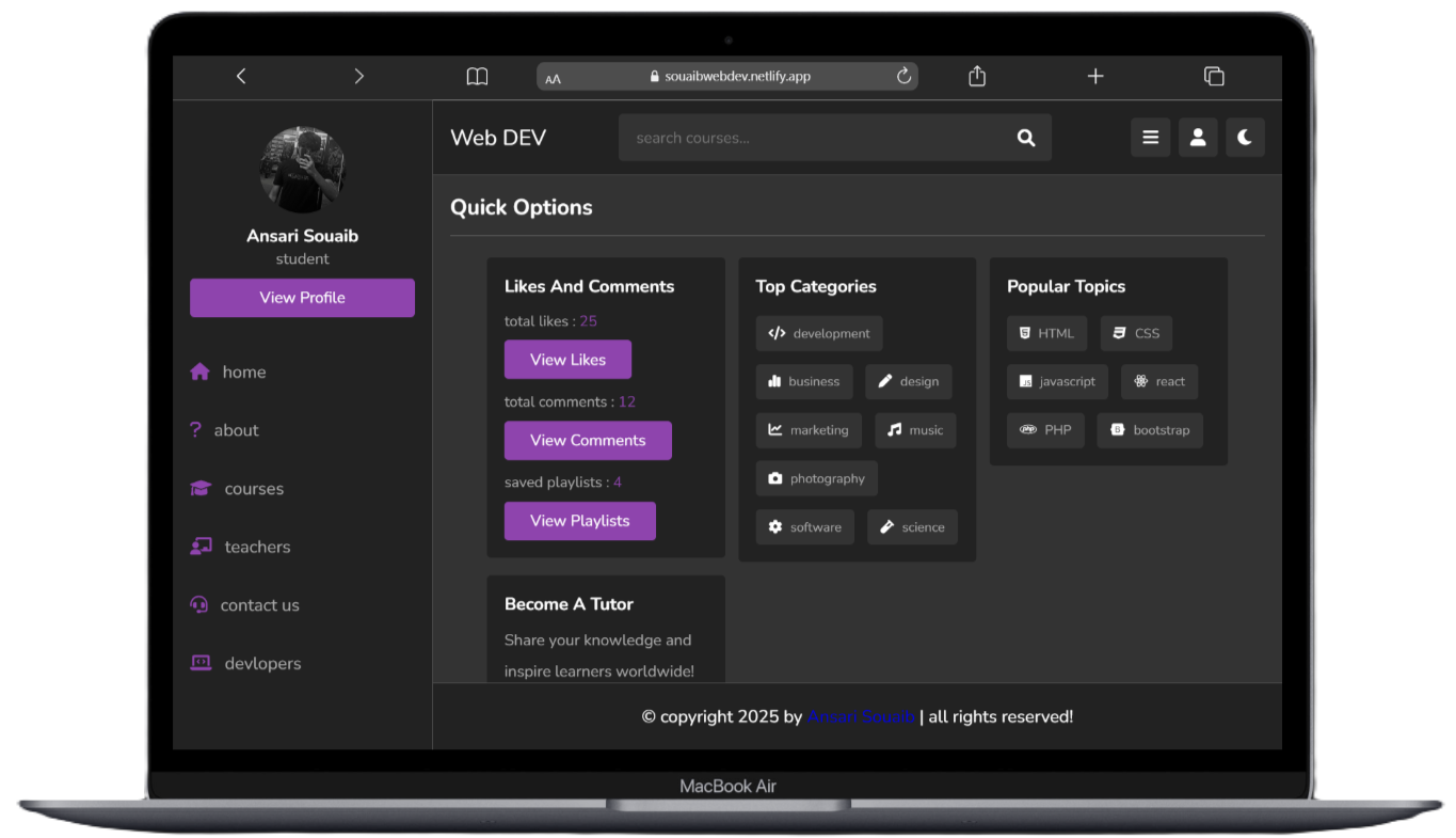 WEB DEV: (Online Course Website)