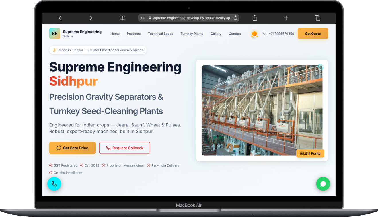 Supreme Engineering: Company Landing Page