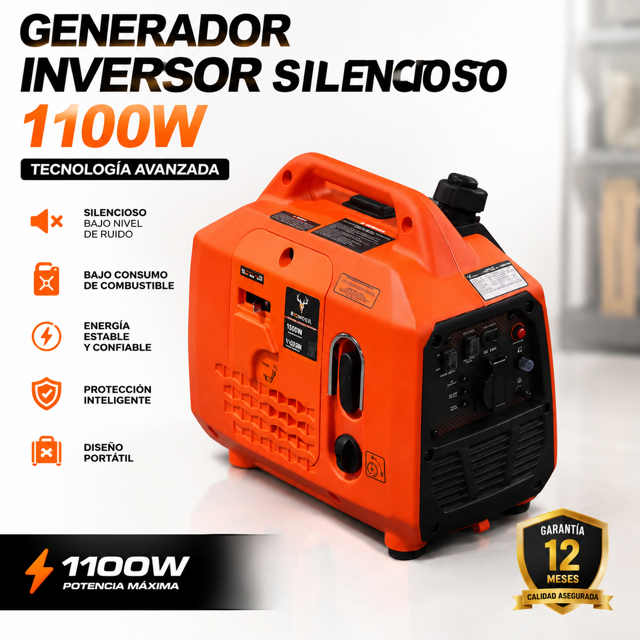 GENERADOR INVERSOR SILENCIOSO 1100W